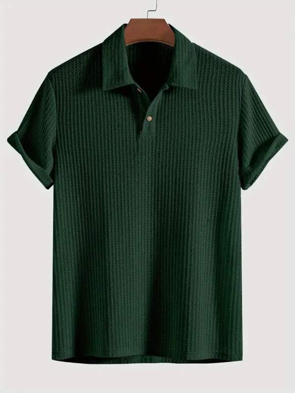 Áo thun chơi golf trơn nam, áo thun ve cao tay ngắn co giãn thường ngày cho hoạt động ngoài trời - XL