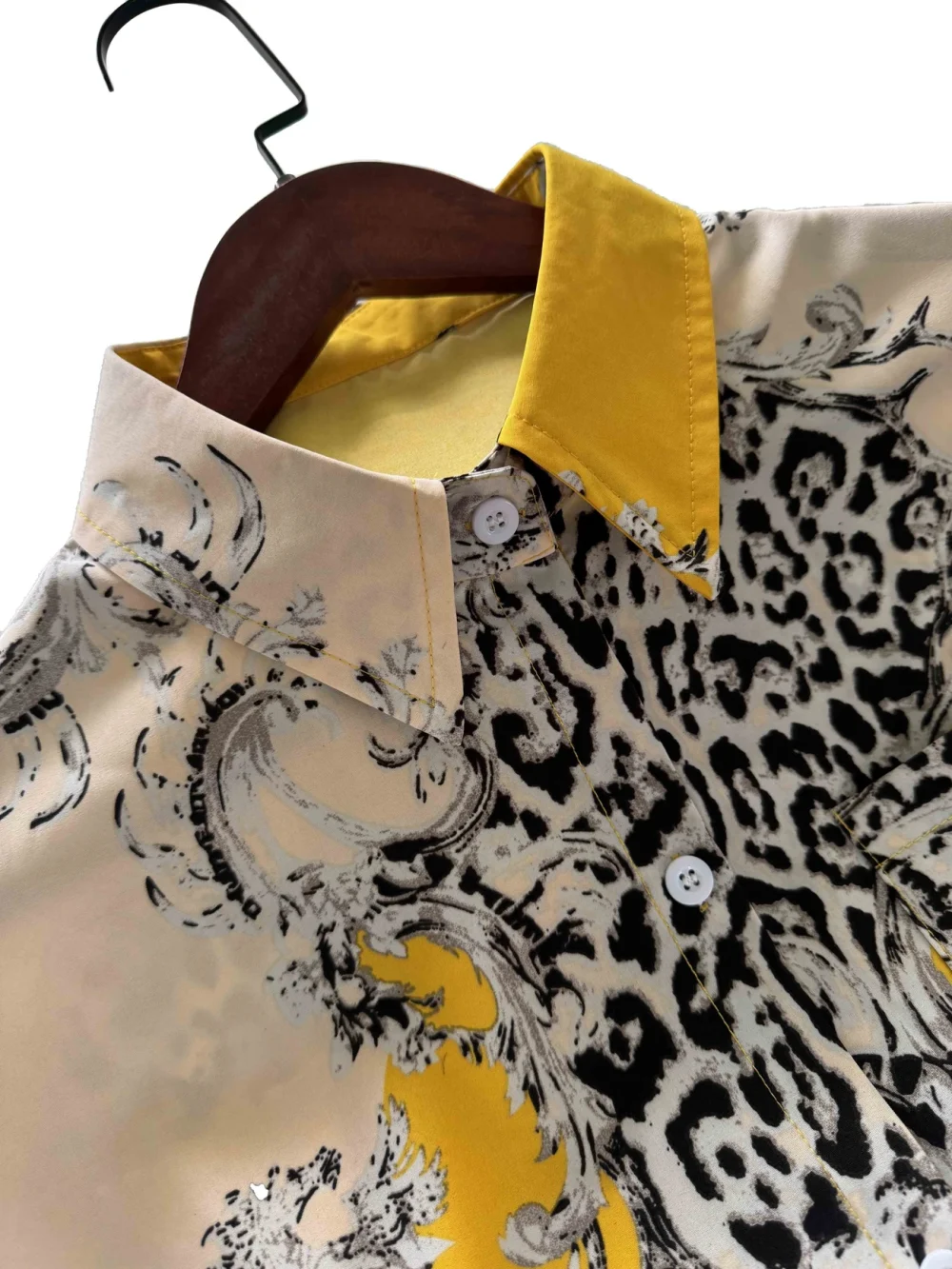 Áo sơ mi dài tay in họa tiết nhiệt đới dáng rộng thanh lịch dành cho nữ - Polyester nhẹ, có thể giặt bằng máy, có cổ, lý tưởng cho trang phục đi nghỉ và thường ngày - Hình ảnh 3