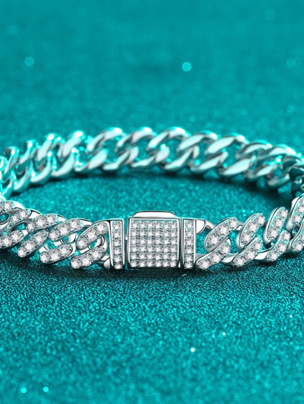Vòng tay bạc Sterling 925 chuỗi Cuba Moissanite 15cm 24 mắt xích 4,31 carat